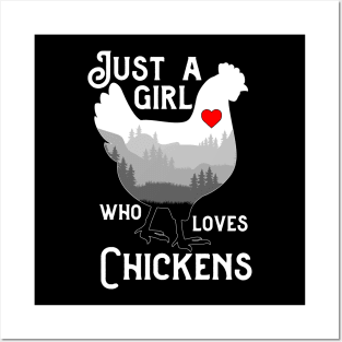 Just A Girl Who Loves Chickens Funny Chicken Lovers Posters and Art